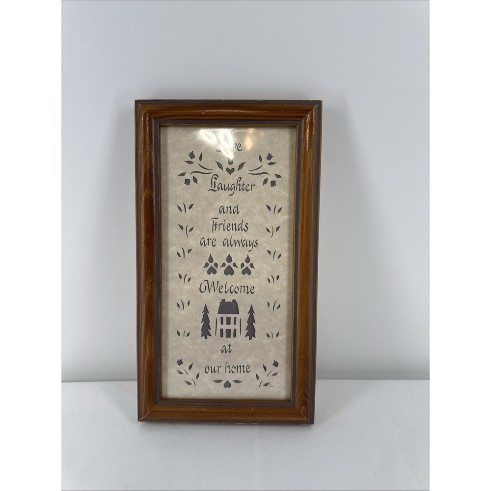 Vtg Scherenschnitte Designs w/ Scissors Love Laughter Welcome Home Framed Signed